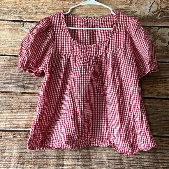 SHEIN Curve Retro Pin Up Red & White Checkered Peplum top - Picture 1 of 5